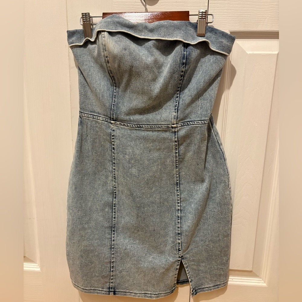 Hello Molly Blue Strapless Dress